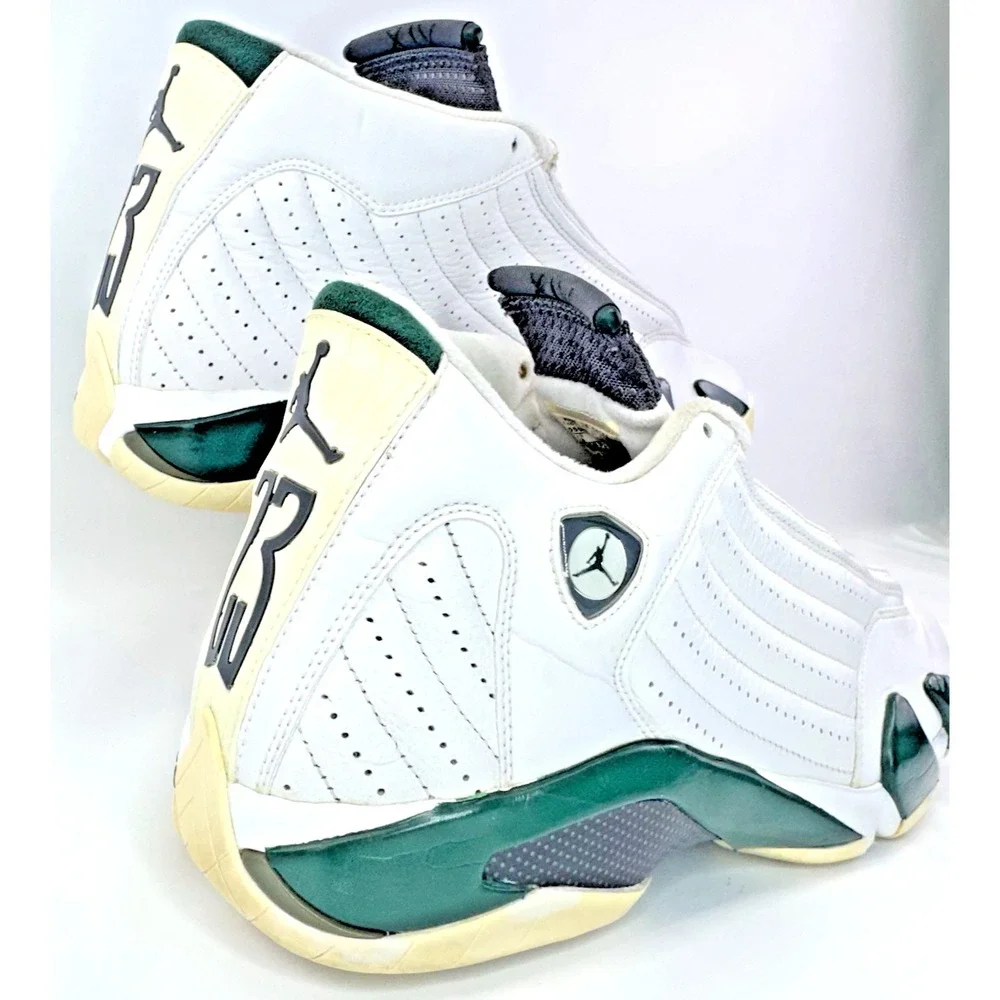 Nike Air Jordan 14 Retro Forest Green White 2005 Size 13 311832-131 No Laces - Picture 3 of 16